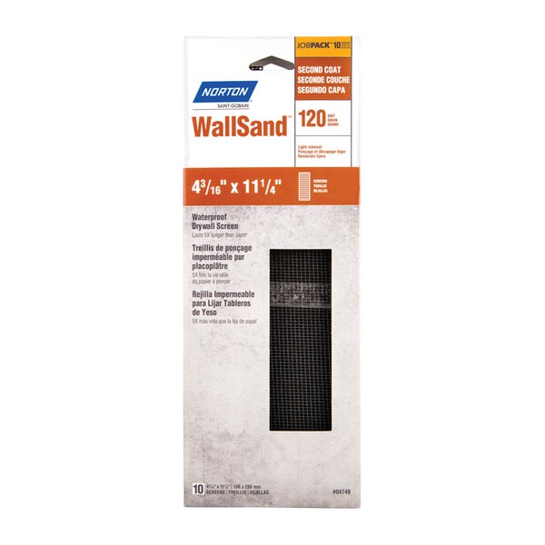 Norton WallSand 11-1/4 in. L X 4-3/16 in. W 120 Grit Silicon Carbide Drywall Sanding Screen 10 pk